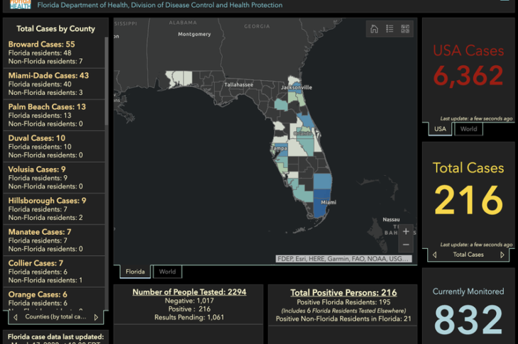 Coronavirus COVID19 Live Interactive Map Of Florida
