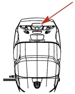 Pull up on the top cowl lock latch Mercury Verado